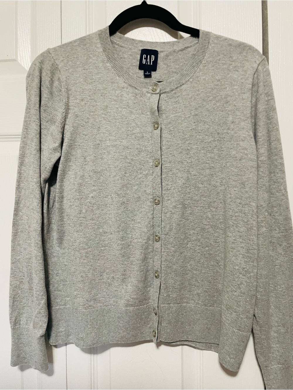 GAP Light Gray Crewneck Button-Up Cardigan